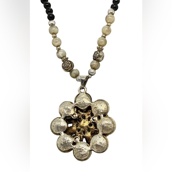 VTG 1980's Fashion 28” Asstd. Beads Necklace Floral Rhinestone Turquoise Pendant - Picture 10 of 16